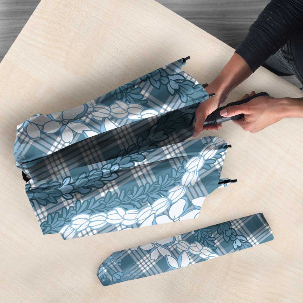 Hawaiian Ohia Lehua Lei Umbrella Plaid Palaka Uliuli Omaomao Pattern - Polynesian Pride