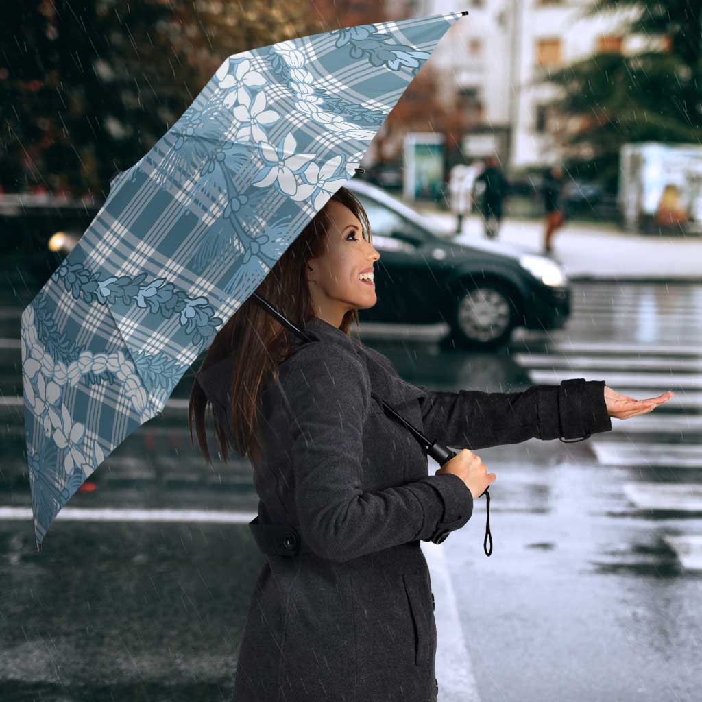 Hawaiian Ohia Lehua Lei Umbrella Plaid Palaka Uliuli Omaomao Pattern - Polynesian Pride