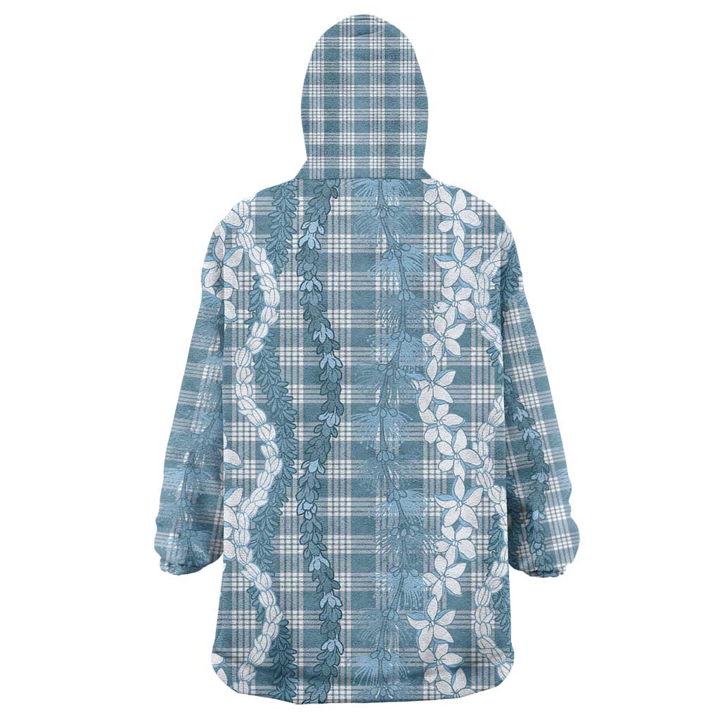 Hawaiian Ohia Lehua Lei Wearable Blanket Hoodie Plaid Palaka Uliuli Omaomao Pattern - Polynesian Pride