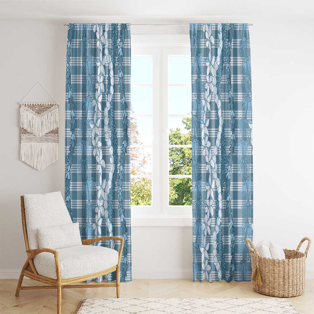 Hawaiian Ohia Lehua Lei Window Curtain Plaid Palaka Uliuli Omaomao Pattern - Polynesian Pride