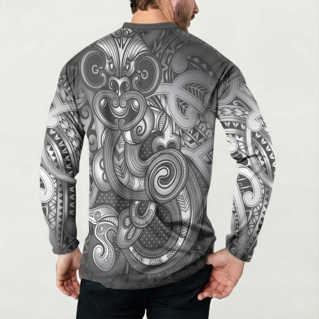 Aotearoa Maori Hei Tiki Button Sweatshirt Kiwikiwi Kowhaiwhai Puhoro Motif