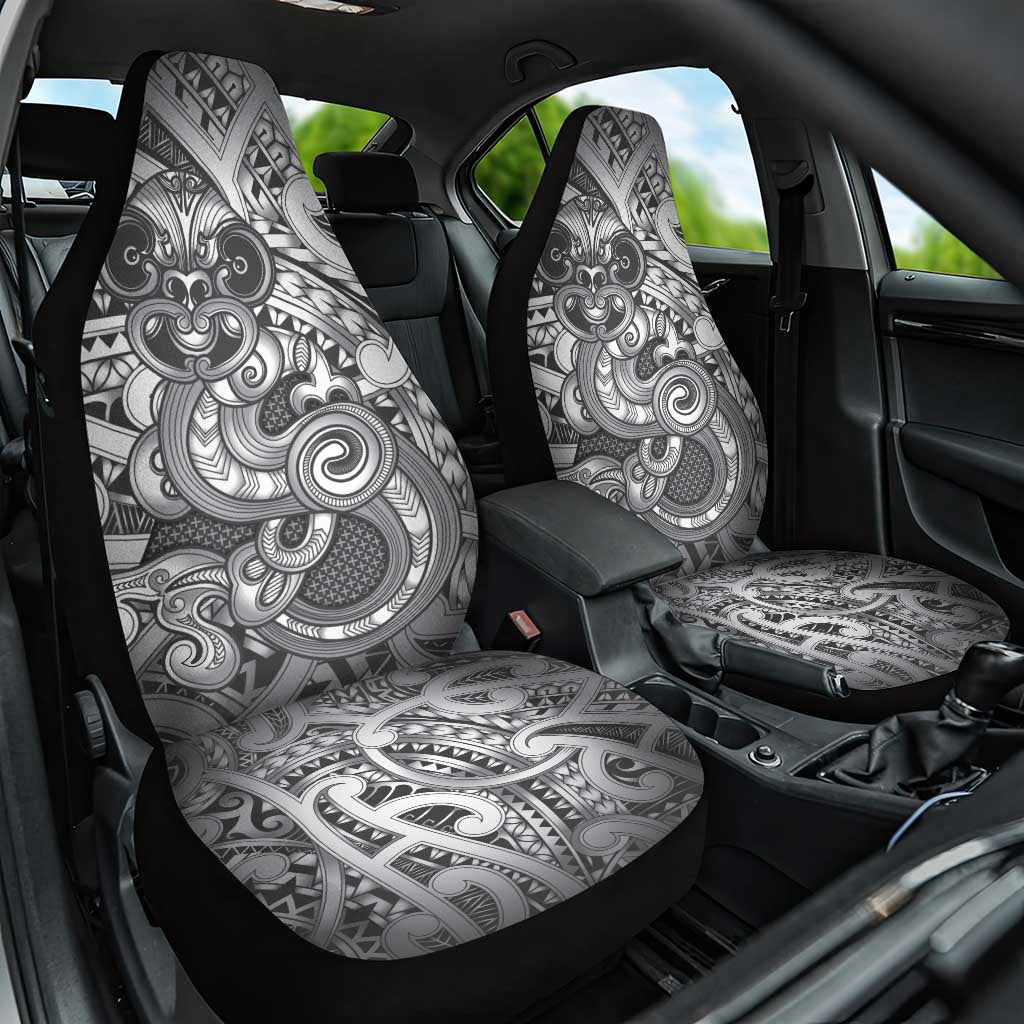 Aotearoa Maori Hei Tiki Car Seat Cover Kiwikiwi Kowhaiwhai Puhoro Motif LT9 One Size Grey - Polynesian Pride