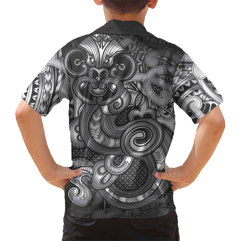 Aotearoa Maori Hei Tiki Family Matching Short Sleeve Bodycon Dress and Hawaiian Shirt Kiwikiwi Kowhaiwhai Puhoro Motif