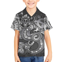 Aotearoa Maori Hei Tiki Family Matching Short Sleeve Bodycon Dress and Hawaiian Shirt Kiwikiwi Kowhaiwhai Puhoro Motif