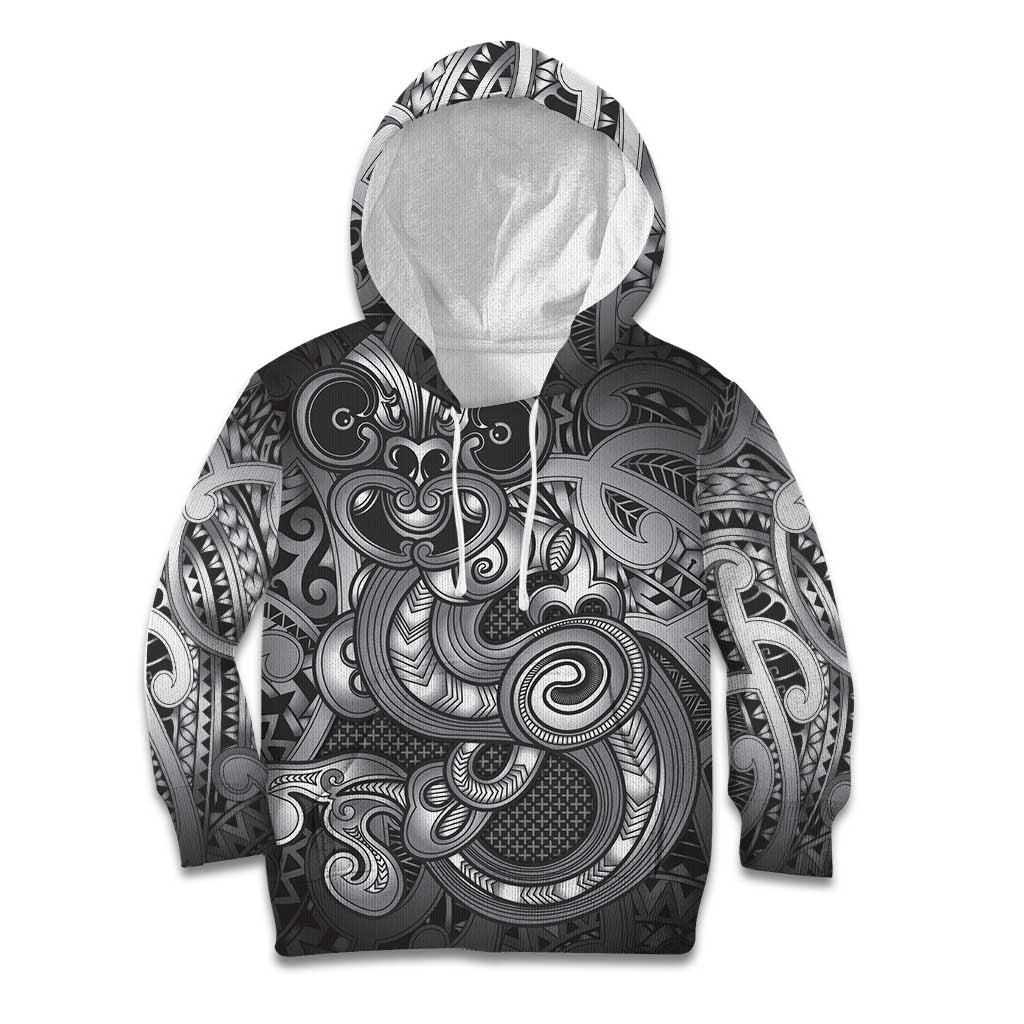 Aotearoa Maori Hei Tiki Kid Hoodie Kiwikiwi Kowhaiwhai Puhoro Motif LT9 Hoodie Grey - Polynesian Pride