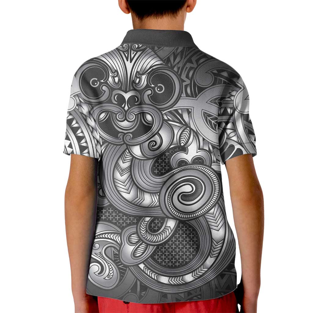 Aotearoa Maori Hei Tiki Kid Polo Shirt Kiwikiwi Kowhaiwhai Puhoro Motif LT9 - Polynesian Pride