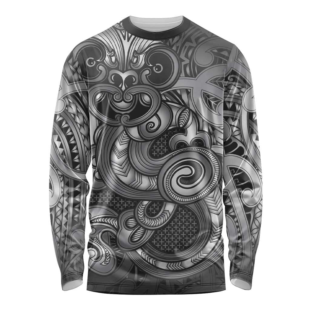 Aotearoa Maori Hei Tiki Long Sleeve Shirt Kiwikiwi Kowhaiwhai Puhoro Motif
