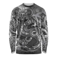 Aotearoa Maori Hei Tiki Long Sleeve Shirt Kiwikiwi Kowhaiwhai Puhoro Motif