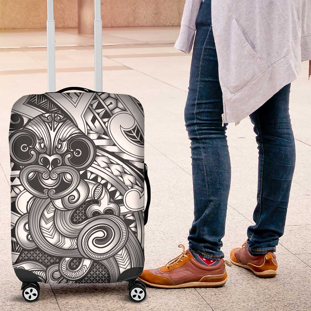 Aotearoa Maori Hei Tiki Luggage Cover Kiwikiwi Kowhaiwhai Puhoro Motif LT9 Grey - Polynesian Pride