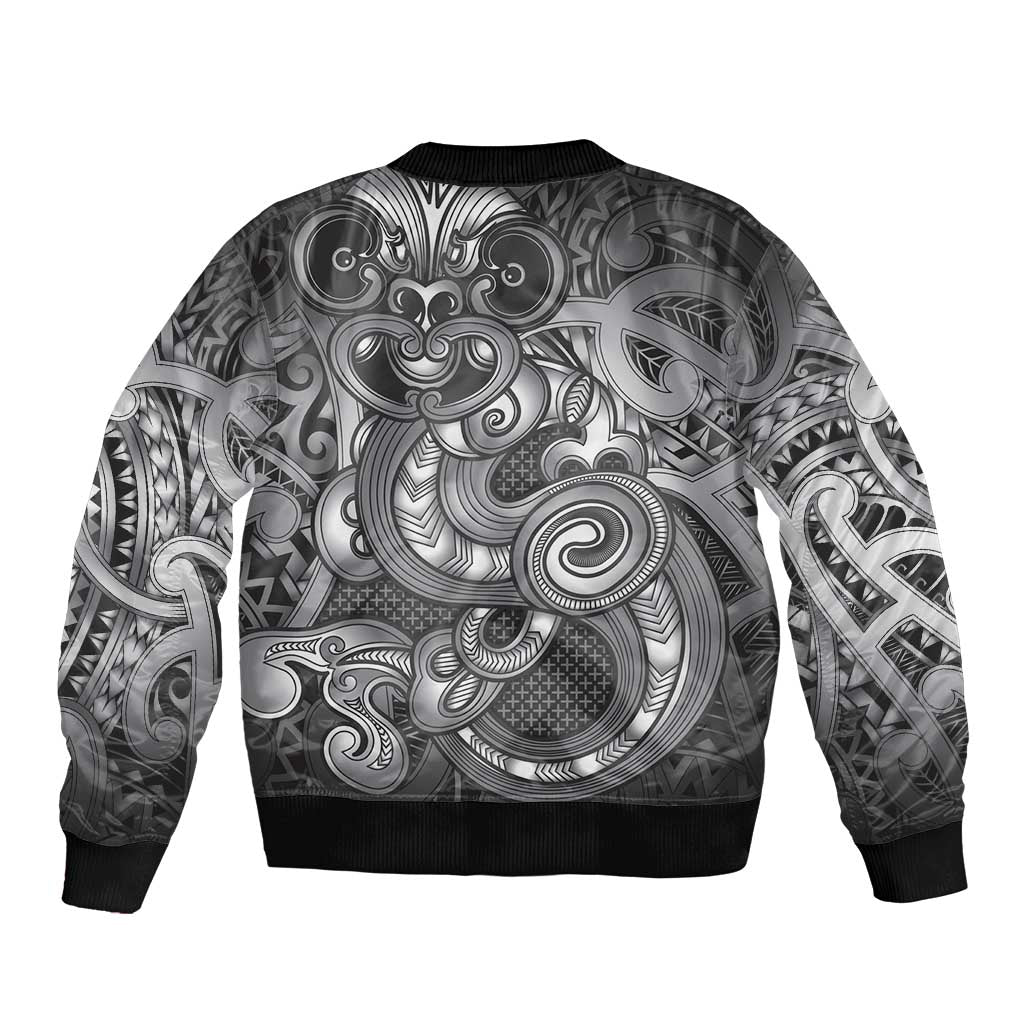 Aotearoa Maori Hei Tiki Sleeve Zip Bomber Jacket Kiwikiwi Kowhaiwhai Puhoro Motif LT9 - Polynesian Pride