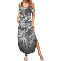 Aotearoa Maori Hei Tiki Summer Maxi Dress Kiwikiwi Kowhaiwhai Puhoro Motif