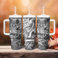 Aotearoa Maori Hei Tiki Tumbler With Handle Kiwikiwi Kowhaiwhai Puhoro Motif
