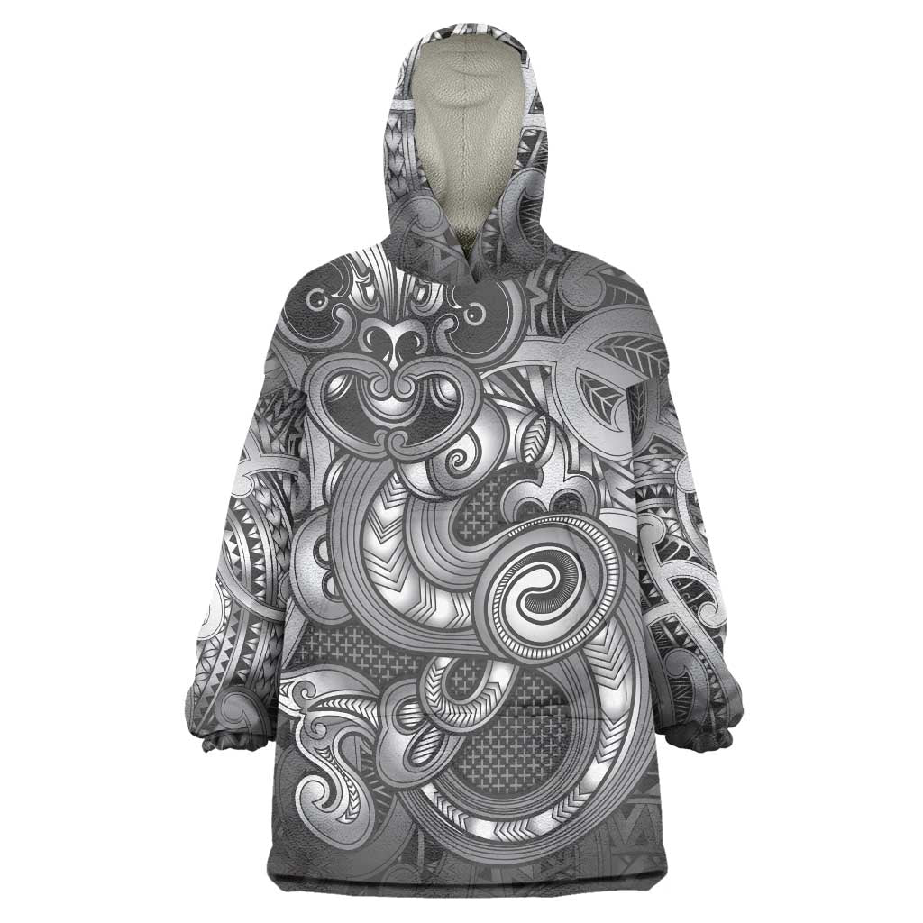 Aotearoa Maori Hei Tiki Wearable Blanket Hoodie Kiwikiwi Kowhaiwhai Puhoro Motif