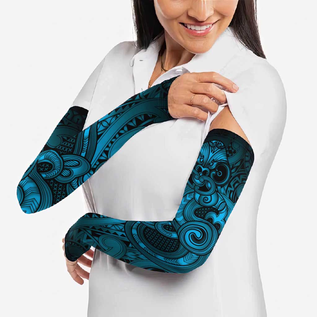 Aotearoa Maori Hei Tiki Arm Sleeves Kikorangi Kowhaiwhai Puhoro Motif