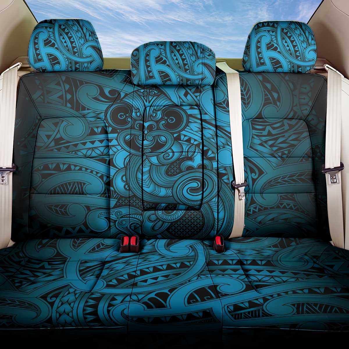 Aotearoa Maori Hei Tiki Back Car Seat Cover Kikorangi Kowhaiwhai Puhoro Motif