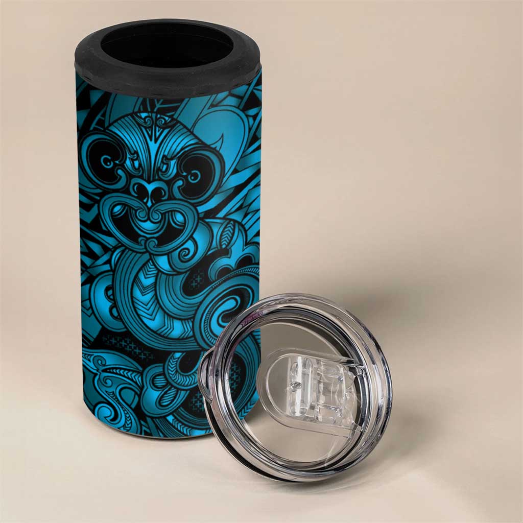 Aotearoa Maori Hei Tiki 4 in 1 Can Cooler Tumbler Kikorangi Kowhaiwhai Puhoro Motif LT9 - Polynesian Pride