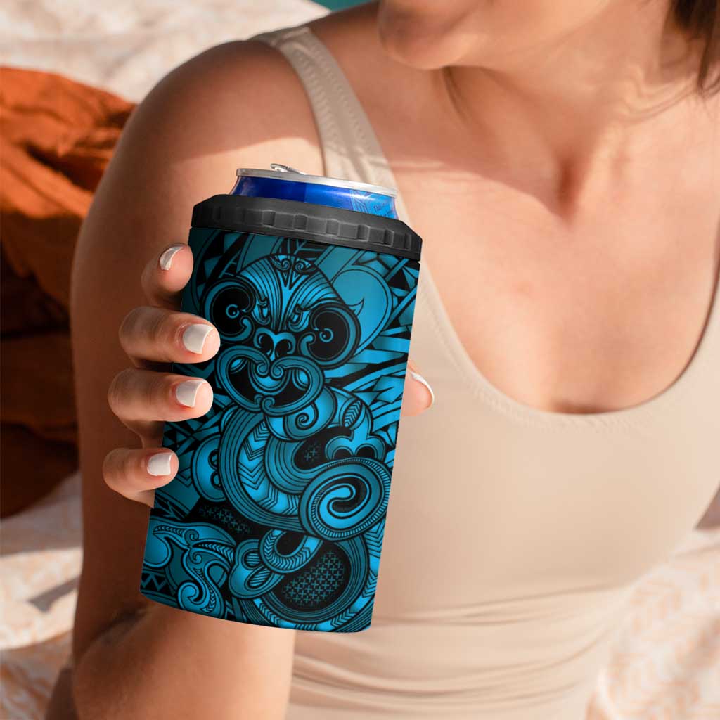 Aotearoa Maori Hei Tiki 4 in 1 Can Cooler Tumbler Kikorangi Kowhaiwhai Puhoro Motif LT9 - Polynesian Pride