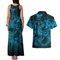 Aotearoa Maori Hei Tiki Couples Matching Tank Maxi Dress and Hawaiian Shirt Kikorangi Kowhaiwhai Puhoro Motif