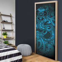 Aotearoa Maori Hei Tiki Door Cover Kikorangi Kowhaiwhai Puhoro Motif