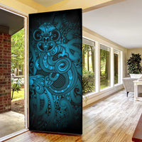 Aotearoa Maori Hei Tiki Door Cover Kikorangi Kowhaiwhai Puhoro Motif