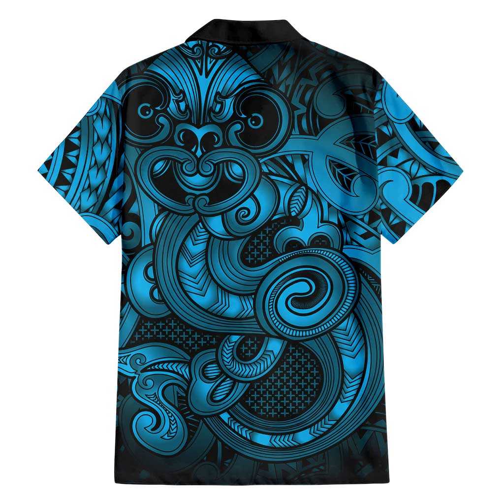 Aotearoa Maori Hei Tiki Family Matching Off Shoulder Maxi Dress and Hawaiian Shirt Kikorangi Kowhaiwhai Puhoro Motif LT9 - Polynesian Pride