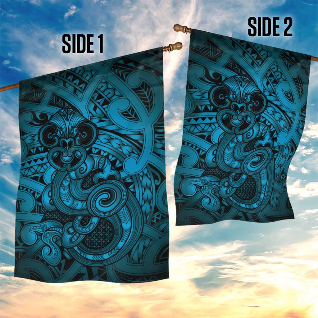 Aotearoa Maori Hei Tiki Garden Flag Kikorangi Kowhaiwhai Puhoro Motif LT9 - Polynesian Pride
