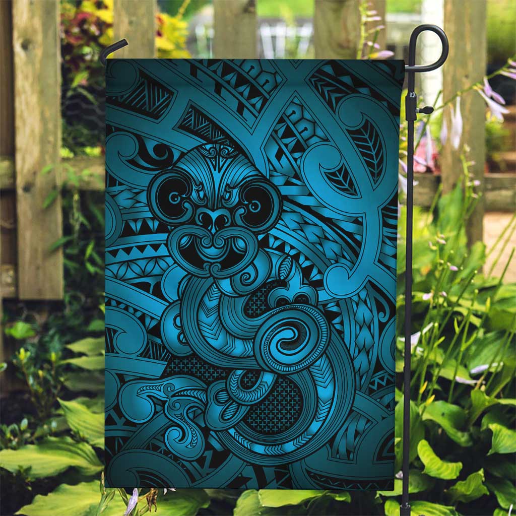 Aotearoa Maori Hei Tiki Garden Flag Kikorangi Kowhaiwhai Puhoro Motif LT9 Garden Flag Blue - Polynesian Pride