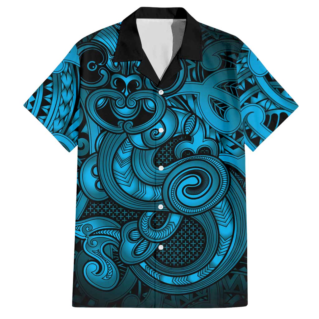 Aotearoa Maori Hei Tiki Hawaiian Shirt Kikorangi Kowhaiwhai Puhoro Motif LT9 Blue - Polynesian Pride