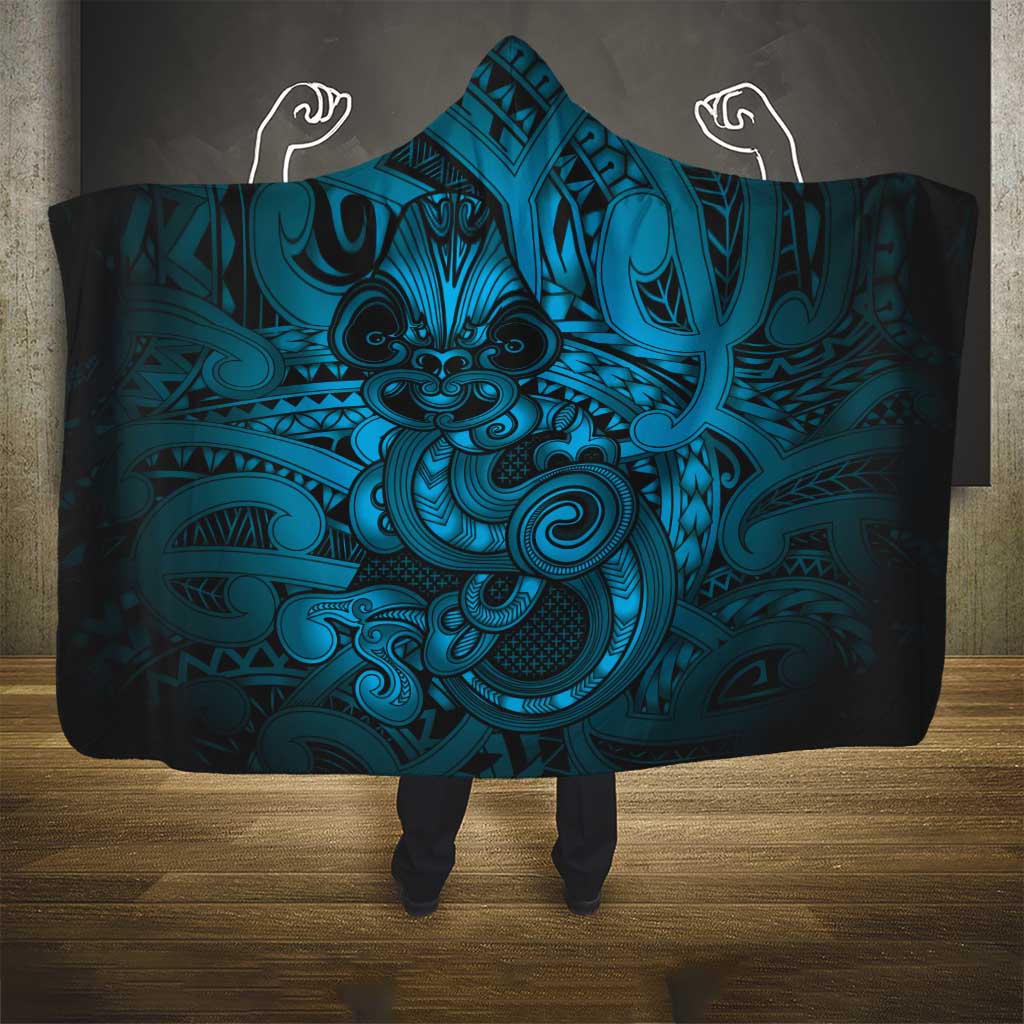 Aotearoa Maori Hei Tiki Hooded Blanket Kikorangi Kowhaiwhai Puhoro Motif LT9 - Polynesian Pride