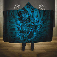 Aotearoa Maori Hei Tiki Hooded Blanket Kikorangi Kowhaiwhai Puhoro Motif LT9 - Polynesian Pride