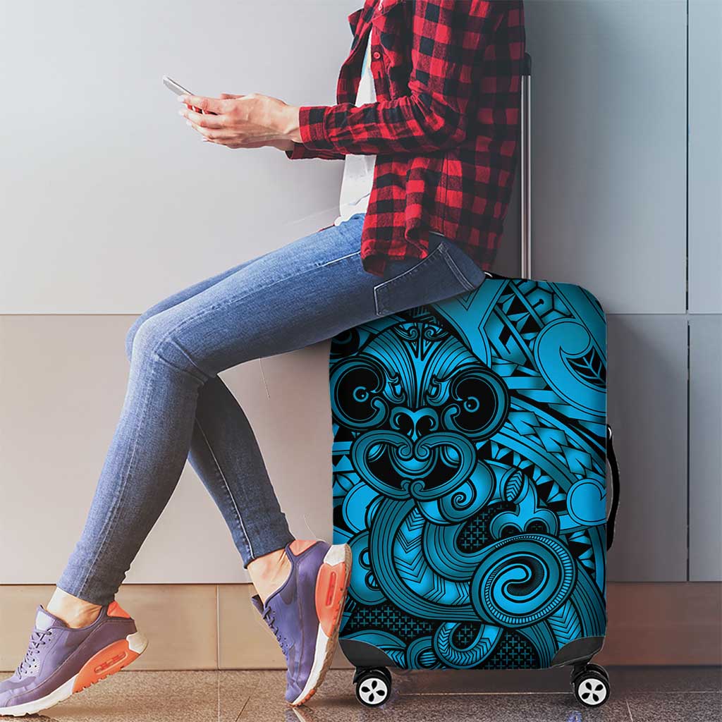Aotearoa Maori Hei Tiki Luggage Cover Kikorangi Kowhaiwhai Puhoro Motif LT9 - Polynesian Pride