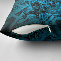 Aotearoa Maori Hei Tiki Pillow Cover Kikorangi Kowhaiwhai Puhoro Motif