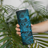 Aotearoa Maori Hei Tiki Skinny Tumbler Kikorangi Kowhaiwhai Puhoro Motif