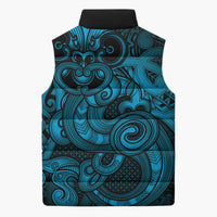 Aotearoa Maori Hei Tiki Sleeveless Puffer Jacket Kikorangi Kowhaiwhai Puhoro Motif