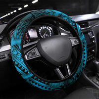 Aotearoa Maori Hei Tiki Steering Wheel Cover Kikorangi Kowhaiwhai Puhoro Motif LT9 Universal Fit Blue - Polynesian Pride