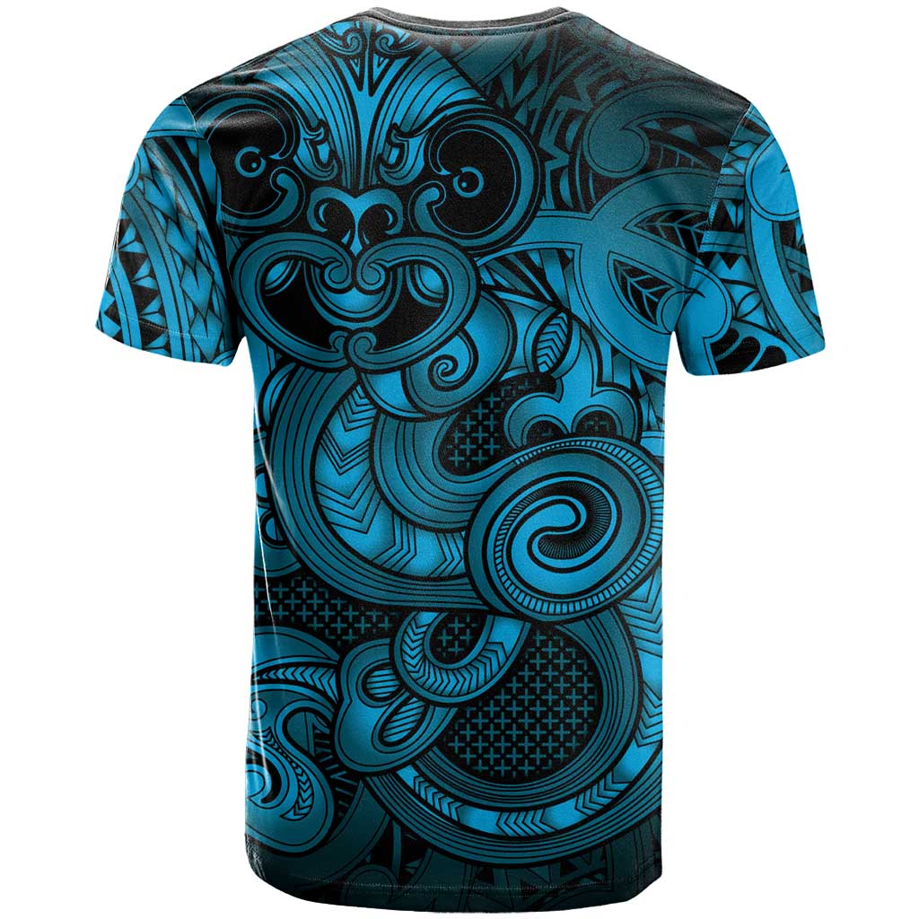 Aotearoa Maori Hei Tiki T Shirt Kikorangi Kowhaiwhai Puhoro Motif LT9 - Polynesian Pride