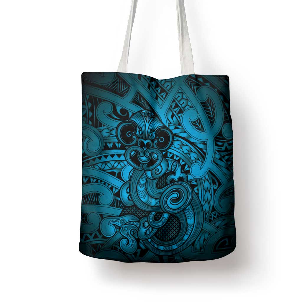 Aotearoa Maori Hei Tiki Tote Bag Kikorangi Kowhaiwhai Puhoro Motif