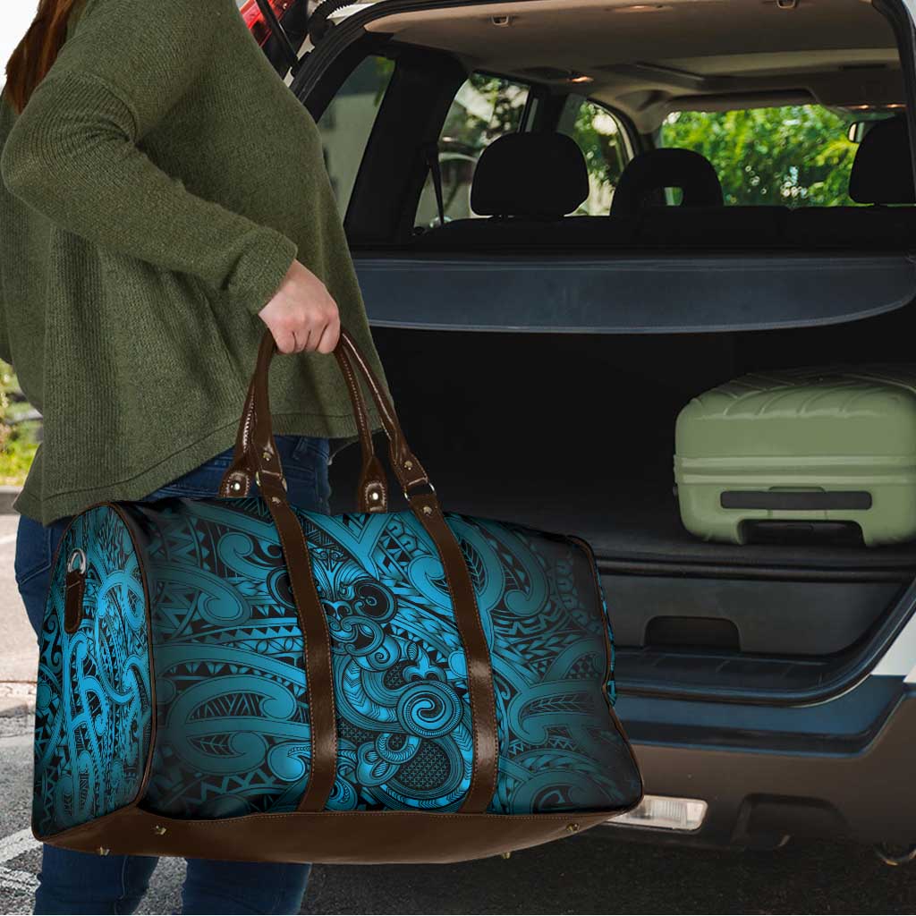 Aotearoa Maori Hei Tiki Travel Bag Kikorangi Kowhaiwhai Puhoro Motif LT9 - Polynesian Pride