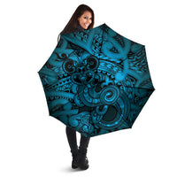 Aotearoa Maori Hei Tiki Umbrella Kikorangi Kowhaiwhai Puhoro Motif LT9 - Polynesian Pride