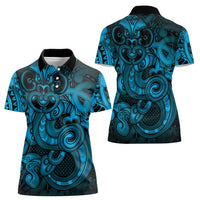 Aotearoa Maori Hei Tiki Women Polo Shirt Kikorangi Kowhaiwhai Puhoro Motif