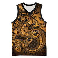 Aotearoa Maori Hei Tiki Basketball Jersey Koura Kowhaiwhai Puhoro Motif LT9 Unisex Gold - Polynesian Pride