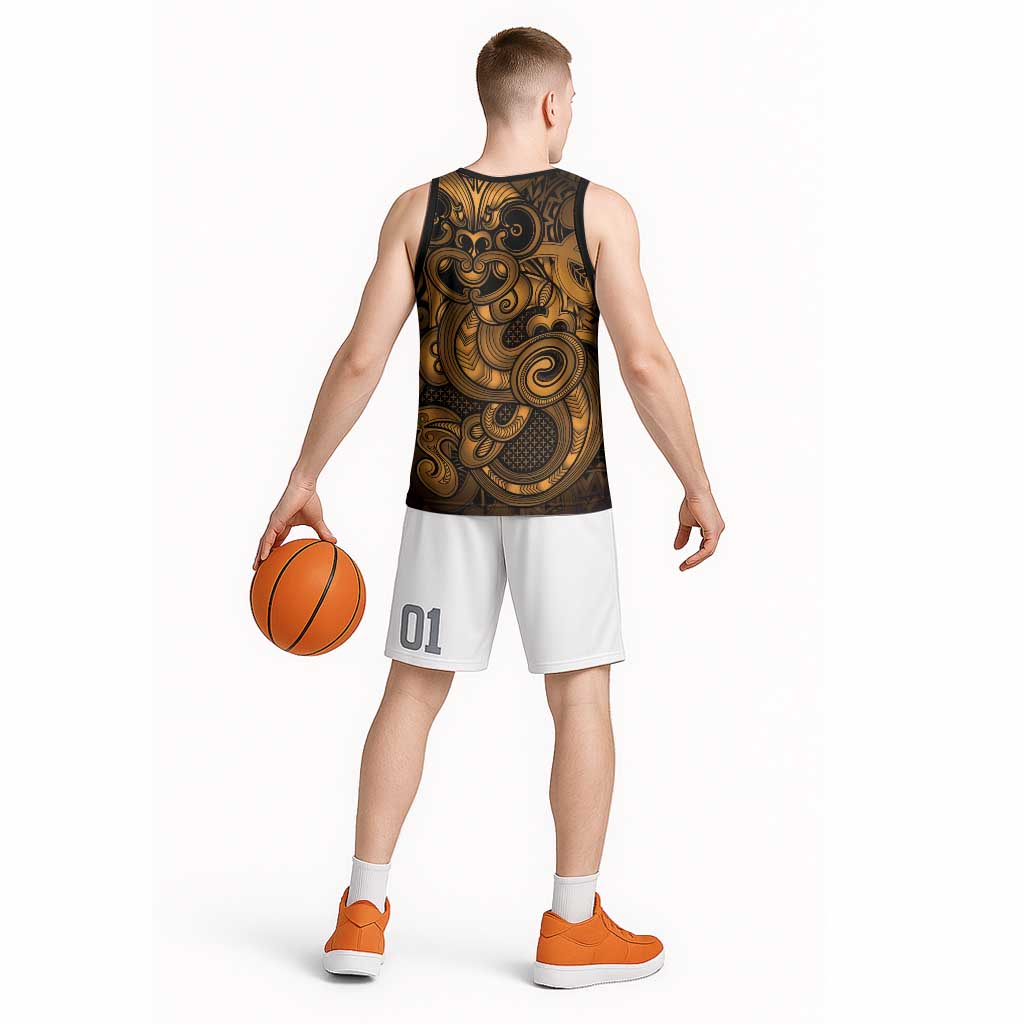 Aotearoa Maori Hei Tiki Basketball Jersey Koura Kowhaiwhai Puhoro Motif LT9 - Polynesian Pride