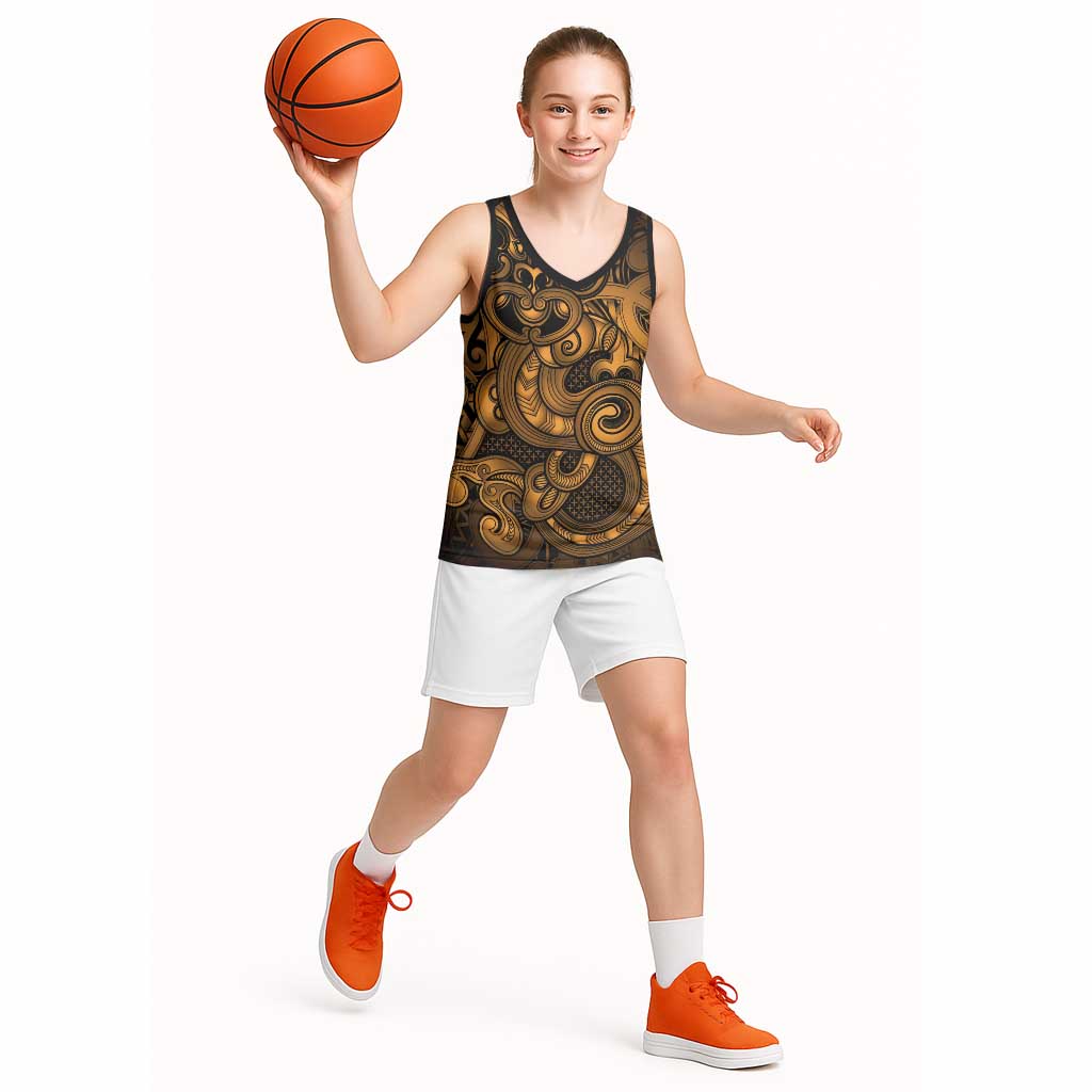 Aotearoa Maori Hei Tiki Basketball Jersey Koura Kowhaiwhai Puhoro Motif LT9 - Polynesian Pride