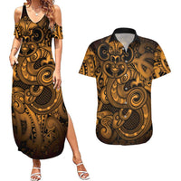 Aotearoa Maori Hei Tiki Couples Matching Summer Maxi Dress and Hawaiian Shirt Koura Kowhaiwhai Puhoro Motif