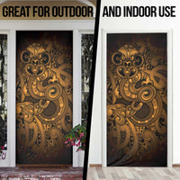 Aotearoa Maori Hei Tiki Door Cover Koura Kowhaiwhai Puhoro Motif