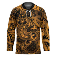 Aotearoa Maori Hei Tiki Hockey Jersey Koura Kowhaiwhai Puhoro Motif LT9 Unisex Gold - Polynesian Pride