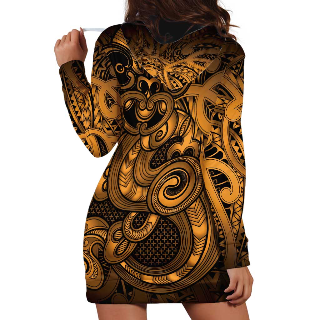 Aotearoa Maori Hei Tiki Hoodie Dress Koura Kowhaiwhai Puhoro Motif