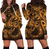 Aotearoa Maori Hei Tiki Hoodie Dress Koura Kowhaiwhai Puhoro Motif