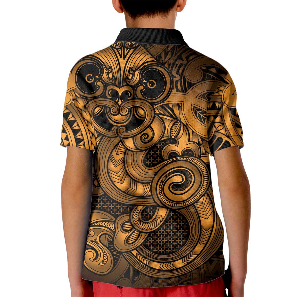 Aotearoa Maori Hei Tiki Kid Polo Shirt Koura Kowhaiwhai Puhoro Motif LT9 - Polynesian Pride