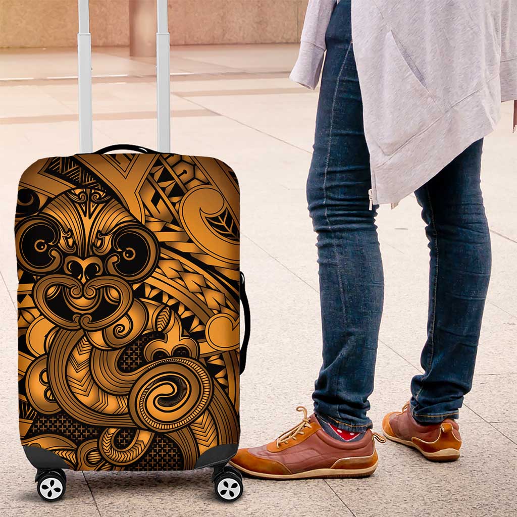 Aotearoa Maori Hei Tiki Luggage Cover Koura Kowhaiwhai Puhoro Motif LT9 Gold - Polynesian Pride